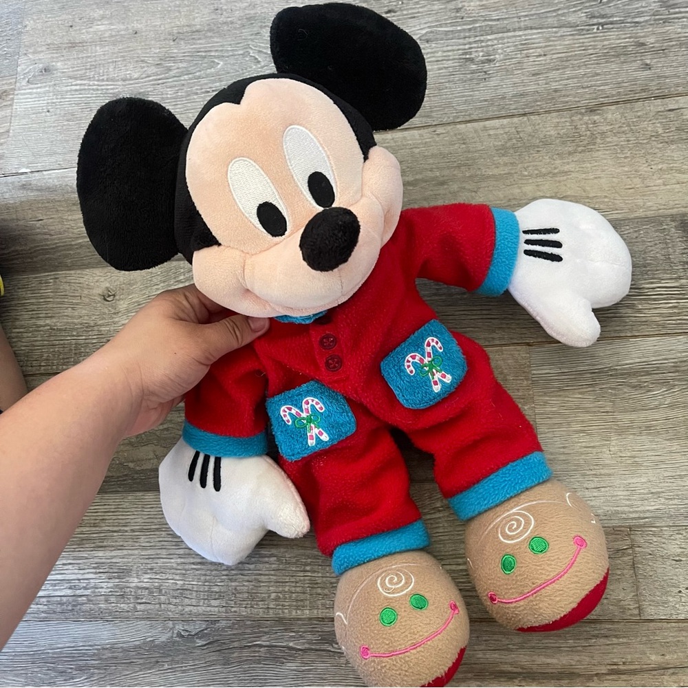 Mickey Mouse Candy Cane Disney Store Plush Stuffed Animal Toy 16” Used Pajama's